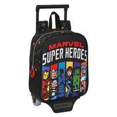 Skolas mugursoma ar riteņiem The Avengers Super heroes Melns (22 x 27 x 10 cm) cena un informācija | Skolas somas | 220.lv