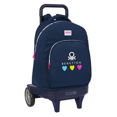 Школьный рюкзак с колесиками Benetton Love, синий, 33 x 45 x 22 см цена и информация | Школьные рюкзаки, спортивные сумки | 220.lv