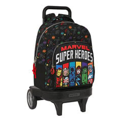 Skolas mugursoma ar riteņiem The Avengers Super heroes Melns (33 x 45 x 22 cm) cena un informācija | Skolas somas | 220.lv