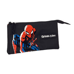 Тройной пенал Spiderman Hero, чёрный (22 x 12 x 3 cм) цена и информация | Пенал | 220.lv