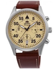 Vīriešu pulkstenis Orient Sports Chrono Leather Beige cena un informācija | Vīriešu pulksteņi | 220.lv