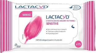 Intīmās higiēnas salvetes Lactacyd Sensitive Intimate Hygiene, 15 gab. cena un informācija | Intīmās higiēnas līdzekļi | 220.lv