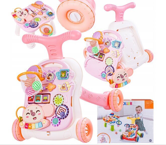Rotaļlieta-ratiņi bērniem, aktivitāšu centrs 2in1 cena un informācija | Rotaļlietas zīdaiņiem | 220.lv