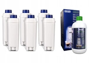 Фильтр воды для кофемашины Delonghi DLSC002 x 6шт. + жидкость EcoDecalk, 500 мл цена и информация | Принадлежности для кофейных автоматов | 220.lv