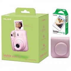 Fujifilm Instax Mini 12, Blossom Pink + Instax Mini Glossy (10 gab.) + Oriģināls maciņš cena un informācija | Momentfoto kameras | 220.lv