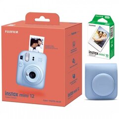 Fujifilm Instax Mini 12, Pastel Blue + Instax Mini Glossy (10 gab.) + Oriģināls maciņš cena un informācija | FujiFilm Mobilie telefoni, planšetdatori, Foto | 220.lv