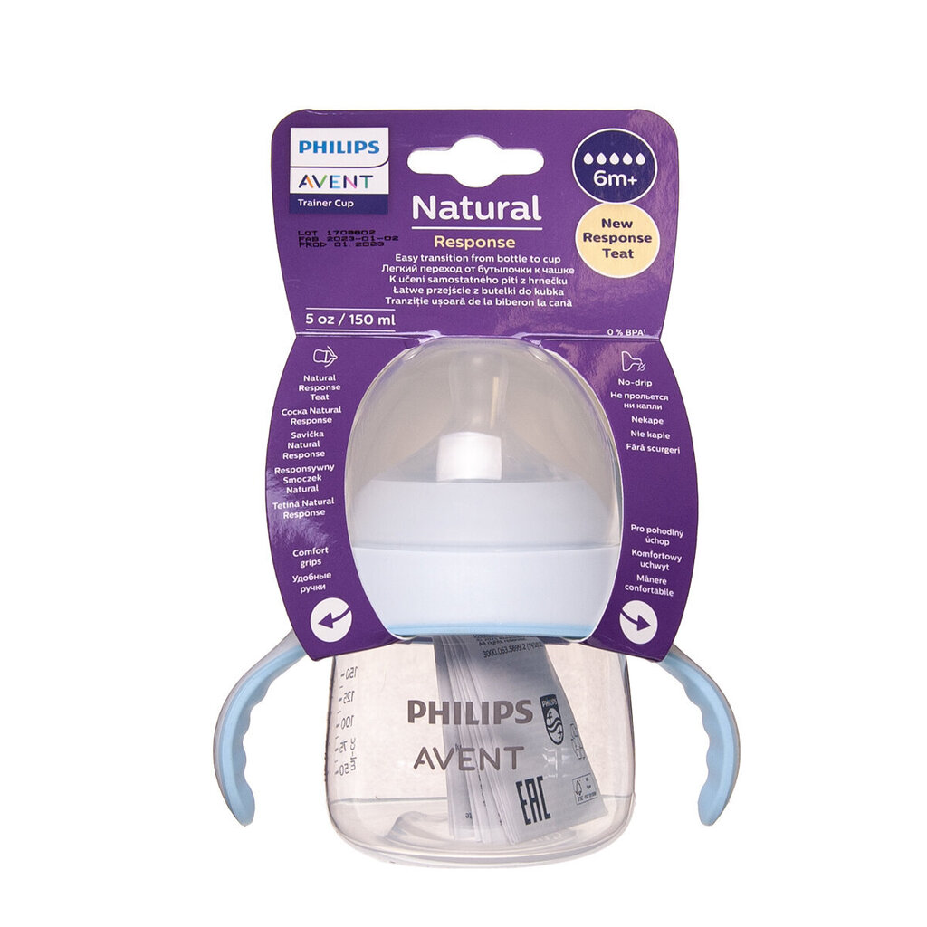 Pudelīte/krūzīte ar ātras plūsmas knupīti Philips Avent Natural Response SCF263/61, 6 mēn +, 150 ml cena un informācija | Bērnu pudelītes un to aksesuāri | 220.lv