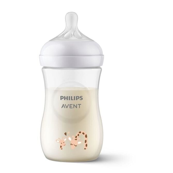 Pudelīte Philips Avent Natural Žirafe SCY903/66, 1+ mēn, 260 ml cena un informācija | Bērnu pudelītes un to aksesuāri | 220.lv