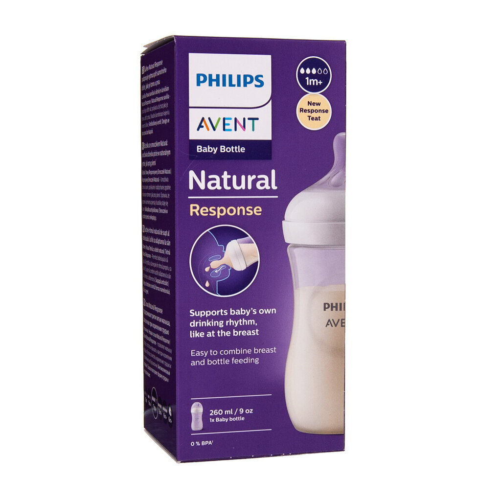 Pudelīte Philips AVENT Natural SCY903/01, 1+ mēn, 260 ml cena un informācija | Bērnu pudelītes un to aksesuāri | 220.lv