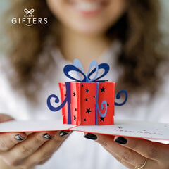 HAPPY GIFTERS "Dāvanu kaste" 3D dzimšanas dienas apsveikuma kartiņa, roku darbs, 12x12cm cena un informācija | Aploksnes | 220.lv