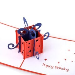 HAPPY GIFTERS "Dāvanu kaste" 3D dzimšanas dienas apsveikuma kartiņa, roku darbs, 12x12cm cena un informācija | Aploksnes | 220.lv