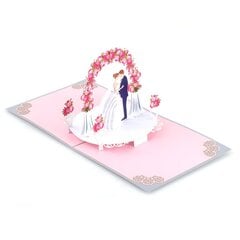 HAPPY GIFTERS 3D svētku kāzu kartiņa "Jaunlaulātie", roku darbs, 15x15cm cena un informācija | Aploksnes | 220.lv