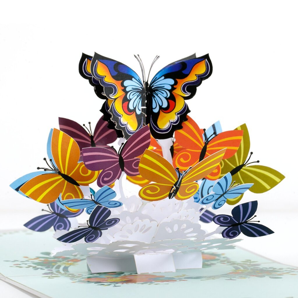 HAPPY GIFTERS "Tauriņi" 3D svētku atklātne, roku darbs, 15x15cm цена и информация | Aploksnes | 220.lv
