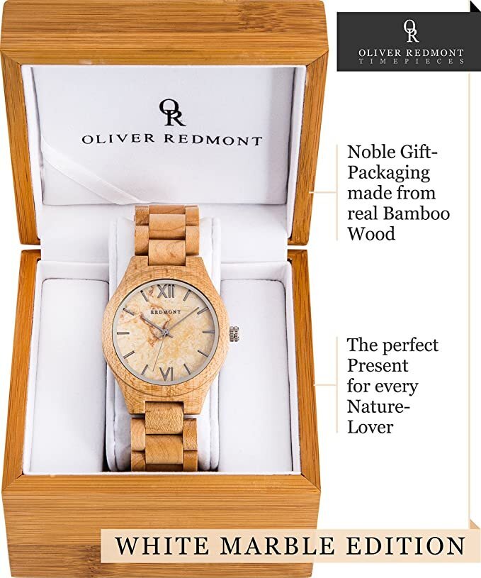Redmont vīriešu rokas pulkstenis, gaišs koks un marmors cena un informācija | Vīriešu pulksteņi | 220.lv