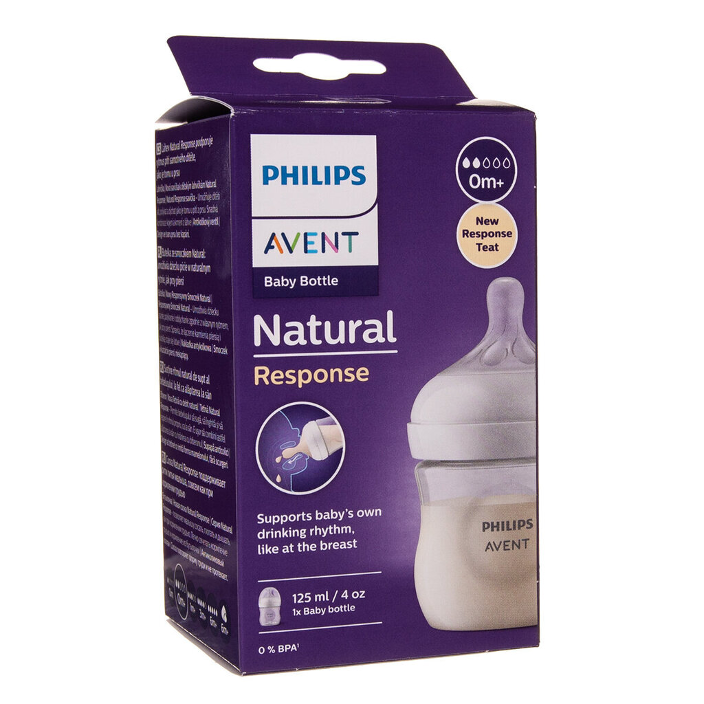 Pudelīte Philips AVENT Natural SCY900/01, 0+ mēn, 125 ml cena un informācija | Bērnu pudelītes un to aksesuāri | 220.lv