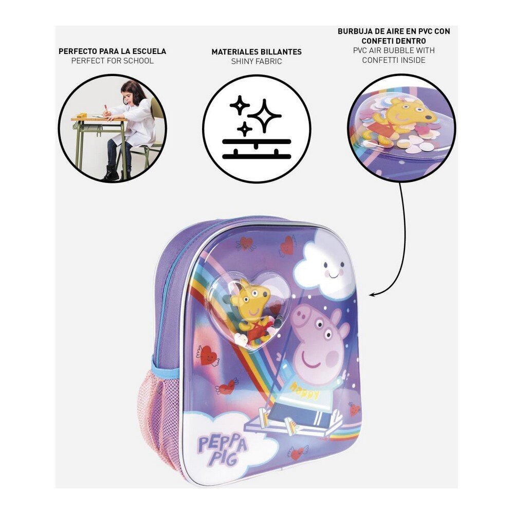Peppa Pig 3D bērnudārza mugursoma ar konfeti cena un informācija | Skolas somas | 220.lv