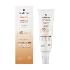 Sauļošanās krēms sejai Sesderma Repaskin Dry Touch SPF 50 (50 ml) cena un informācija | Sauļošanās krēmi | 220.lv