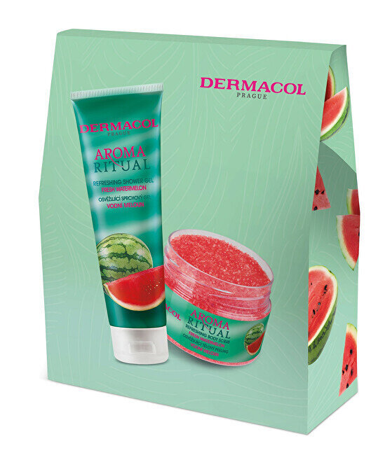 Kosmētikas dāvanu komplekts Dermacol Aroma Ritual Watermelon III: dušas želeja, 250 ml + ķermeņa skrubis, 200 g cena un informācija | Dušas želejas, eļļas | 220.lv