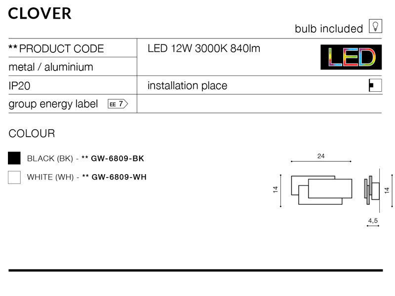 Azzardo sienas lampa Clover AZ2199 цена и информация | Sienas lampas | 220.lv