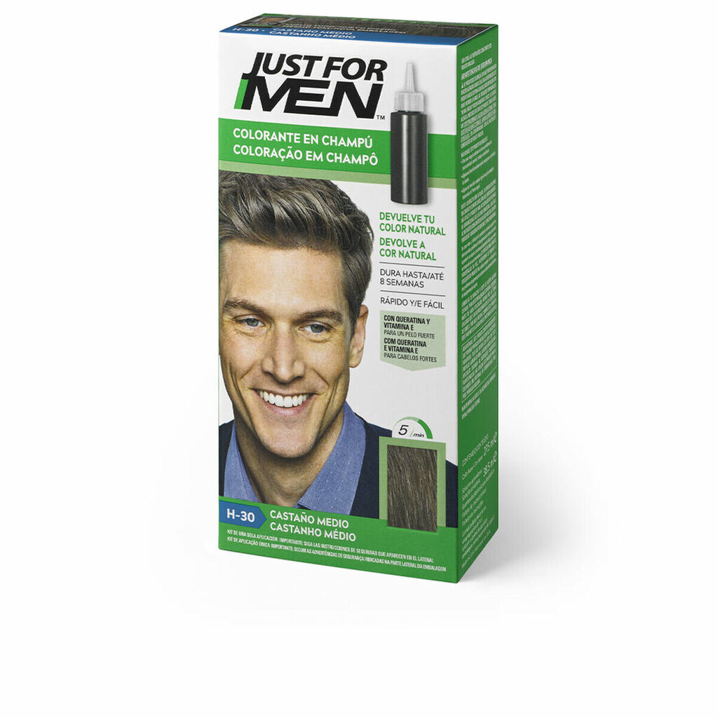 Krāsojošs Šampūns Just For Men Vidējs Kastaņaini Brūns (30 ml) cena un informācija | Matu krāsas | 220.lv