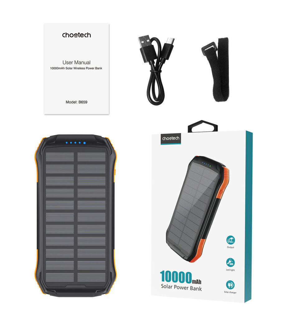 Choetech Solar B659 10000mAh cena un informācija | Lādētāji-akumulatori (Power bank) | 220.lv