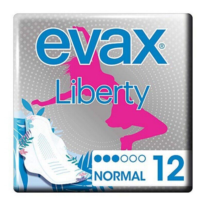 Parastie Higiēniskie Ieliktnīši Ar Spārniņiem Liberty Evax (12 gb.) cena un informācija | Tamponi, higiēniskās paketes, ieliktnīši | 220.lv