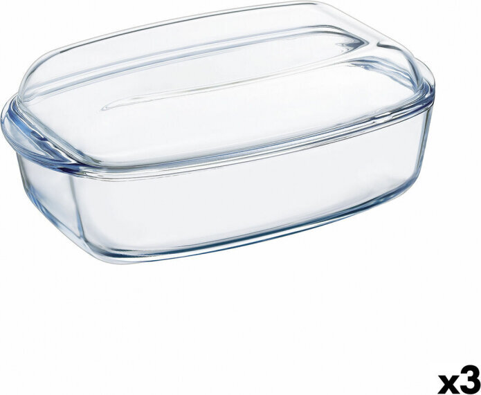 Pasniegšanas Plate Pyrex Classic Ar vāku 4,5 L 38 x 22 x 11 cm Caurspīdīgs Stikls (3 gb.) cena un informācija | Cepamais papīrs, trauki, formas | 220.lv