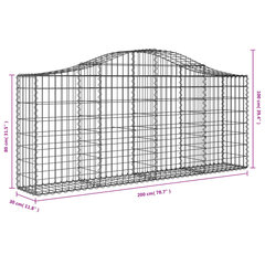 vidaXL arkveida gabiona grozi, 10 gb., 200x30x80/100cm, cinkota dzelzs cena un informācija | Žogi un piederumi | 220.lv