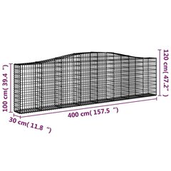 vidaXL arkveida gabiona grozi, 10gb., 400x30x100/120cm, cinkota dzelzs цена и информация | Заборы и принадлежности к ним | 220.lv