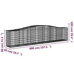 vidaXL arkveida gabiona grozi, 5 gb., 400x50x80/100cm, cinkota dzelzs cena un informācija | Žogi un piederumi | 220.lv