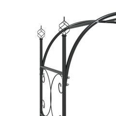 vidaXL dārza arka ar vārtiem, melna, 108x45x235 cm, tērauds cena un informācija | Ziedu statīvi, puķu podu turētāji | 220.lv