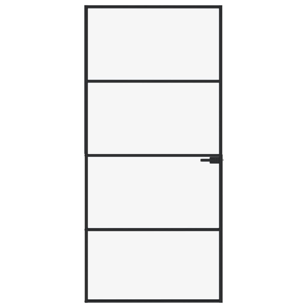 vidaXL iekšdurvis, 93x201,5 cm, melnas, rūdīts stikls un alumīnijs cena un informācija | Iekšdurvis | 220.lv