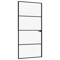 vidaXL iekšdurvis, 93x201,5 cm, melnas, rūdīts stikls un alumīnijs цена и информация | Межкомнатные двери | 220.lv