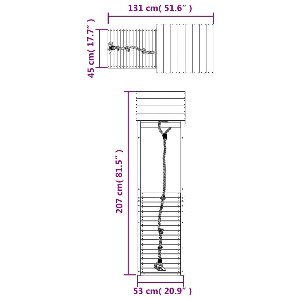 vidaXL rotaļu mājiņa ar kāpšanas sienu, priedes masīvkoks cena un informācija | Bērnu rotaļu laukumi, mājiņas | 220.lv