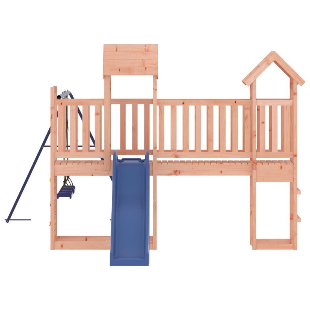 vidaXL rotaļu mājiņa ar slidkalniņu, šūpolēm, klinšu sienu, Duglass cena un informācija | Šūpoles | 220.lv