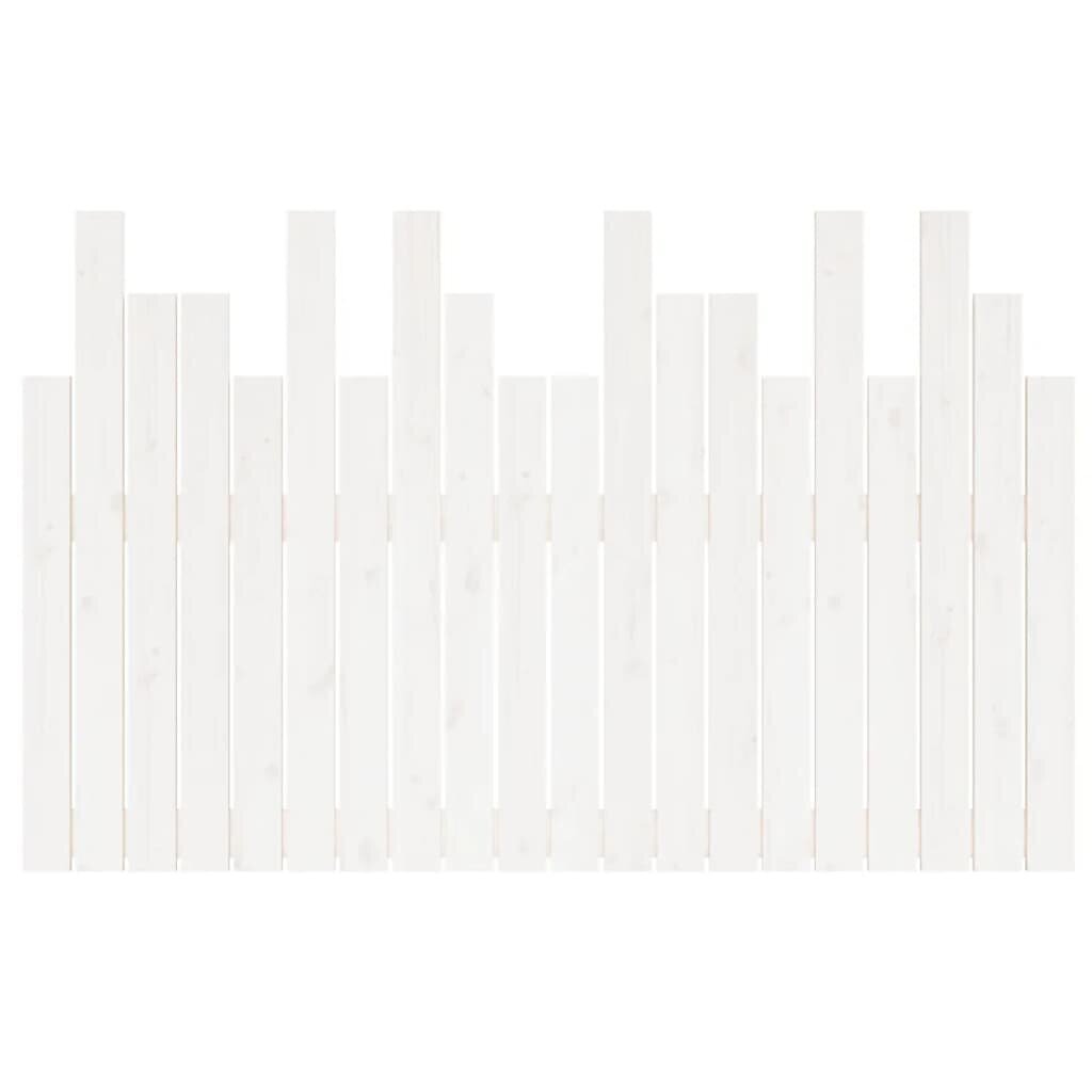vidaXL sienas galvgalis, balts, 127,5x3x80 cm, priedes masīvkoks cena un informācija | Gultas | 220.lv