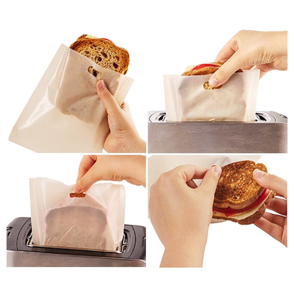 Daudzreizlietojamie tostera maisiņi Toaster bags Gluten-free, 16,5x16,5cm, 10 gab. cena un informācija | Cepamais papīrs, trauki, formas | 220.lv