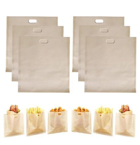 Daudzreizlietojamie tostera maisiņi Toaster bags Gluten-free, 16,5x16,5cm, 10 gab. cena un informācija | Cepamais papīrs, trauki, formas | 220.lv