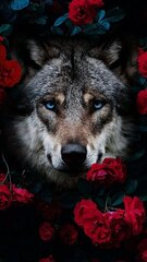 Dimanta mozaīka wolf&flowers 40x60 cm cena un informācija | Dimantu mozaīkas | 220.lv