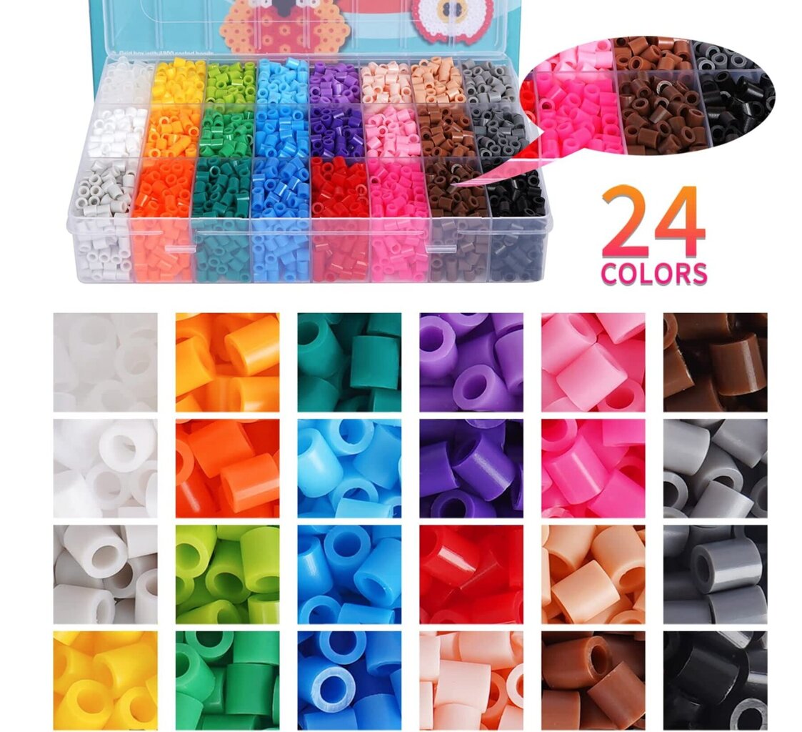 Izstrādes komplekts radošumam no kausējamām pērlītēm S-5 mm Midi Artkal 24 krāsas, 4800 gab, DIY цена и информация | Attīstošās rotaļlietas | 220.lv