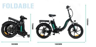 HITWAY BK6S E  bike 20-дюймовый складной велосипед с толстыми шинами, батарея 250 Вт / 36 В / 11,2 Ач, 35–90 км, внедорожный горный велосипед с 7 передачами Shimano, CityBike для мужчин и женщин цена и информация | Электровелосипеды | 220.lv