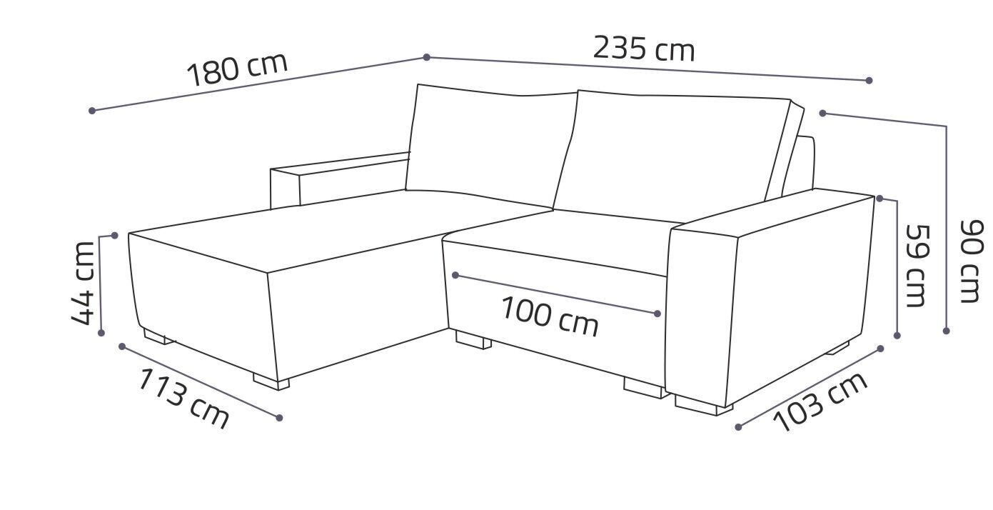 Stūra dīvāns Rio, pelēks cena un informācija | Stūra dīvāni | 220.lv