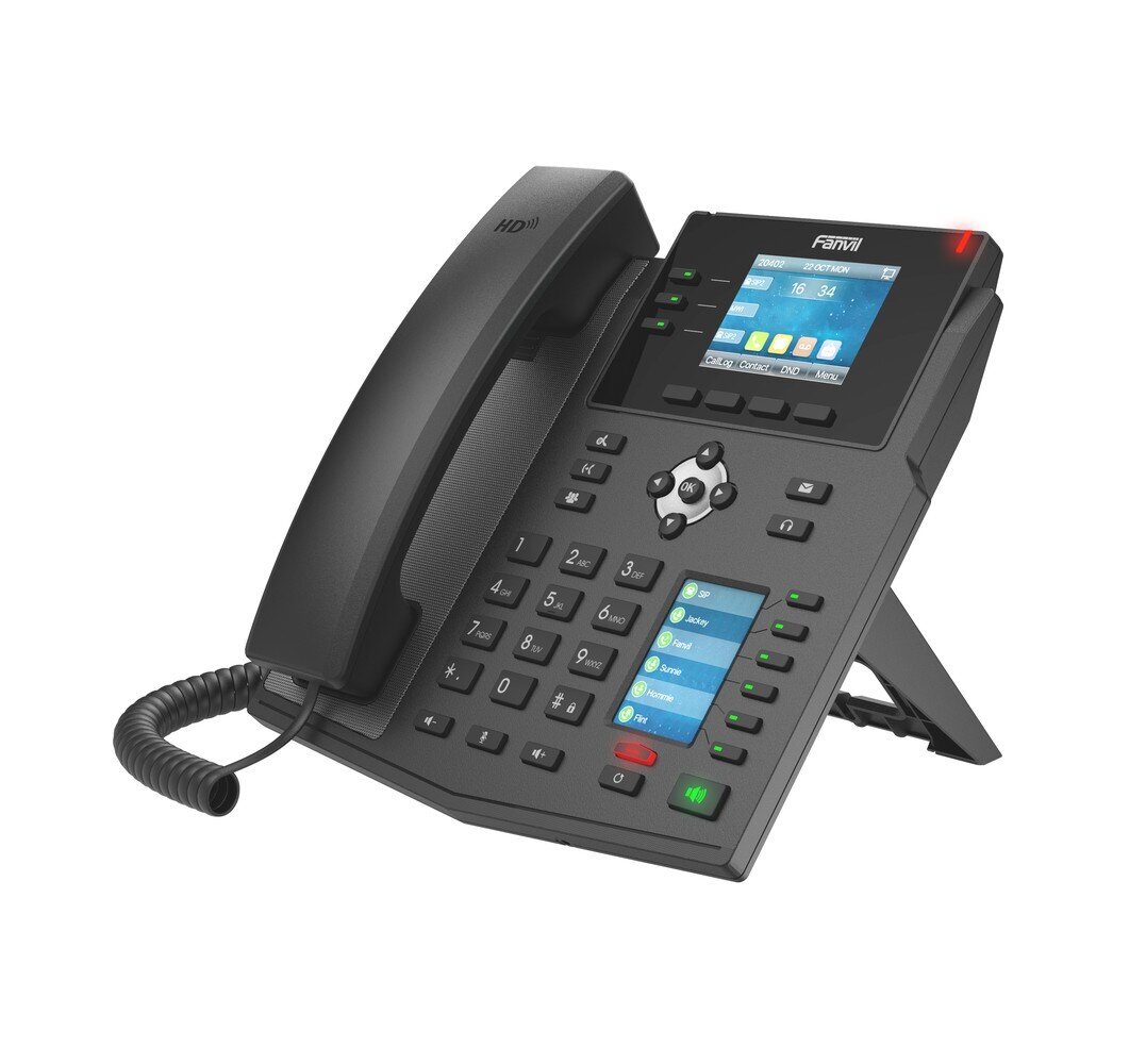 Fanvil X4U, VoIP tālrunis, IPV6, HD Audio, RJ45 1000Mb/s PoE, dubults LCD ekrāns cena un informācija | Stacionārie telefoni | 220.lv