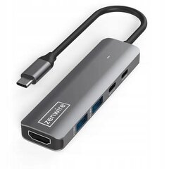 HUB USB-C 5W1 HDMI 4K 60Hz USB 3.0 LED barošanas padeve 100W Macbook M1 M2 cena un informācija | Adapteri un USB centrmezgli | 220.lv