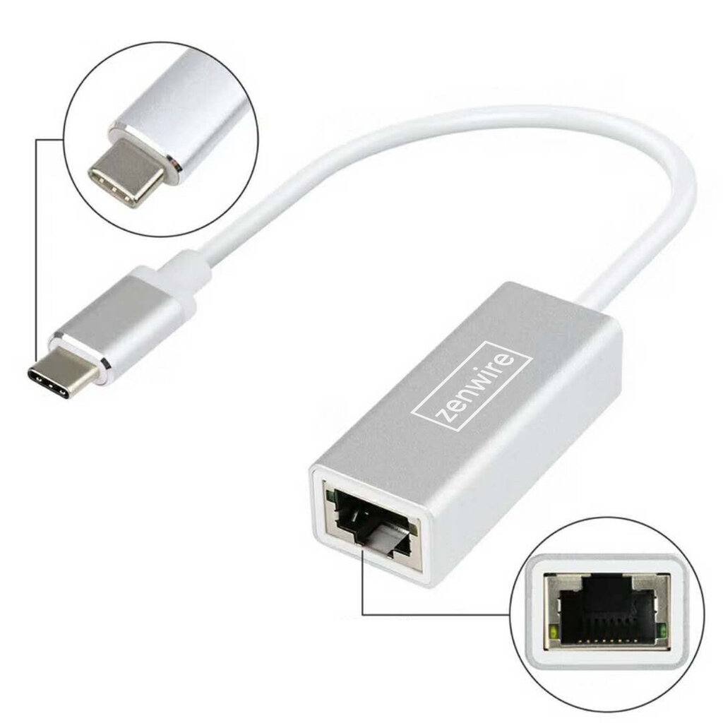 USB-C Fast Ethernet RJ45 adapteris USB A LAN Zenwire цена и информация | Adapteri un USB centrmezgli | 220.lv