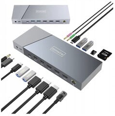 USB-C centrmezgla dokstacija 16 in1 displeja saite 3x HDMI USB 3.0 mini ligzda Ethernet 1000 Mbps SD, kas paredzēts Macbook M1 M2 Zenwire цена и информация | Адаптеры и USB разветвители | 220.lv