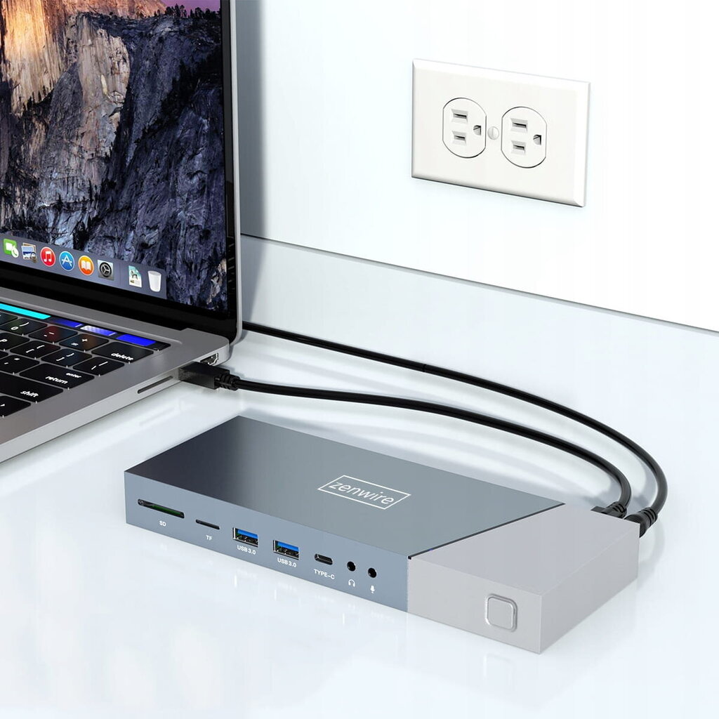 USB-C centrmezgla dokstacija 16 in1 displeja saite 3x HDMI USB 3.0 mini ligzda Ethernet 1000 Mbps SD, kas paredzēts Macbook M1 M2 Zenwire цена и информация | Adapteri un USB centrmezgli | 220.lv