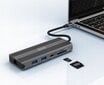 HUB USB-C 10in1 displeja ports 1.4 HDMI 2.1 8K 4K 120Hz 60Hz Full HD 144Hz USB 3.0 SD barošanas padeve 100W Macbook M1 M2 Zenwire цена и информация | Adapteri un USB centrmezgli | 220.lv