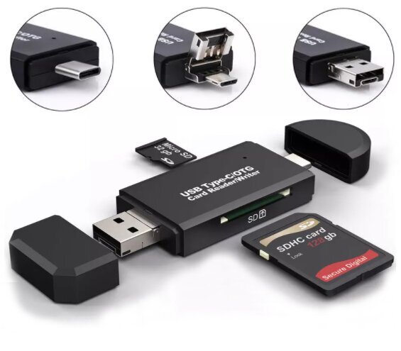 5in1 SD karšu lasītājs Micro USB USB-C OTG Pendrive цена и информация | Adapteri un USB centrmezgli | 220.lv