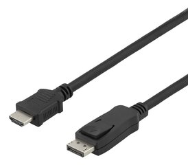 Кабель Deltaco, DisplayPort į HDMI, 4K UHD, 1 м цена и информация | Кабели и провода | 220.lv